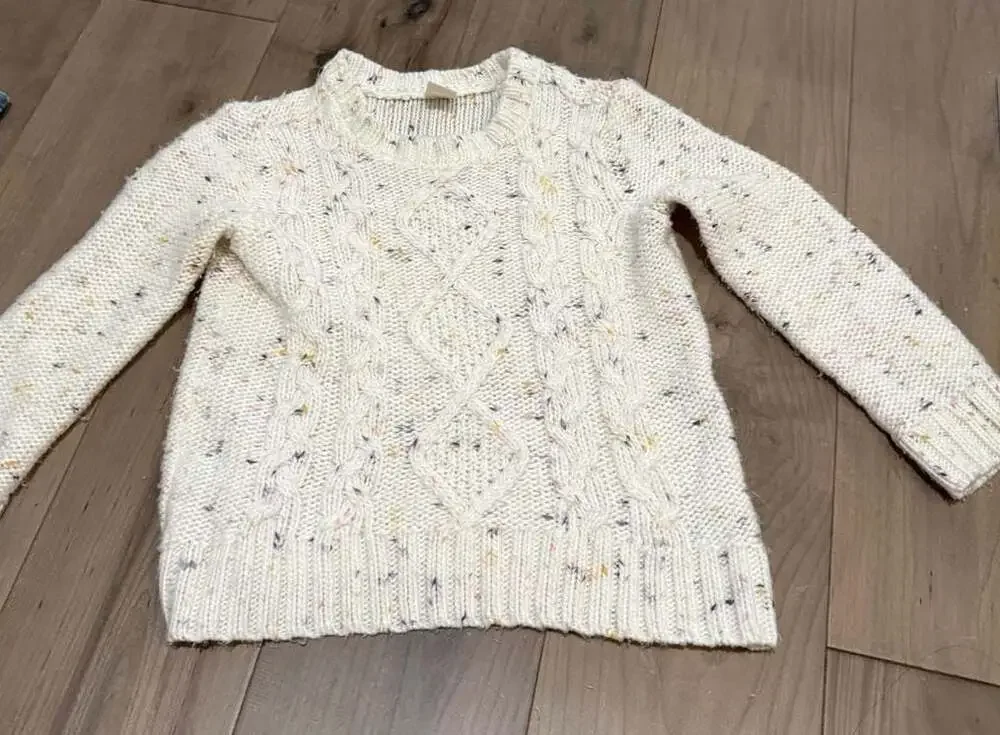 OshKosh B'gosh Cream Confetti Cable Knit Pullover Sweater Size 5/5A
